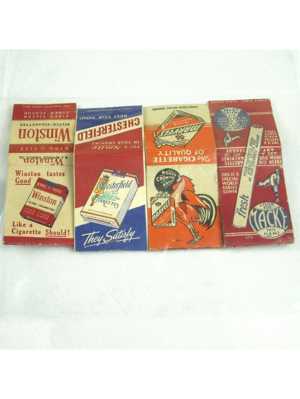 4 Vintage Matchbook Cover Winston King Size Chesterfield Marvels Cigarette Macke